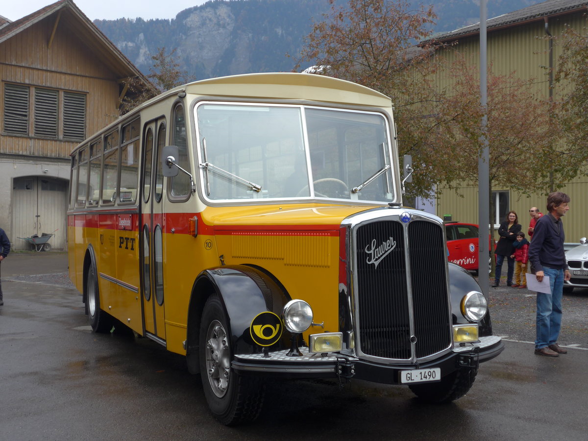 (176'312) - Biegger, Uster - Nr. 10/GL 1490 - Saurer/R&J (ex Sidler, Sempach) am 23. Oktober 2016 in Ziegelbrcke, Museum