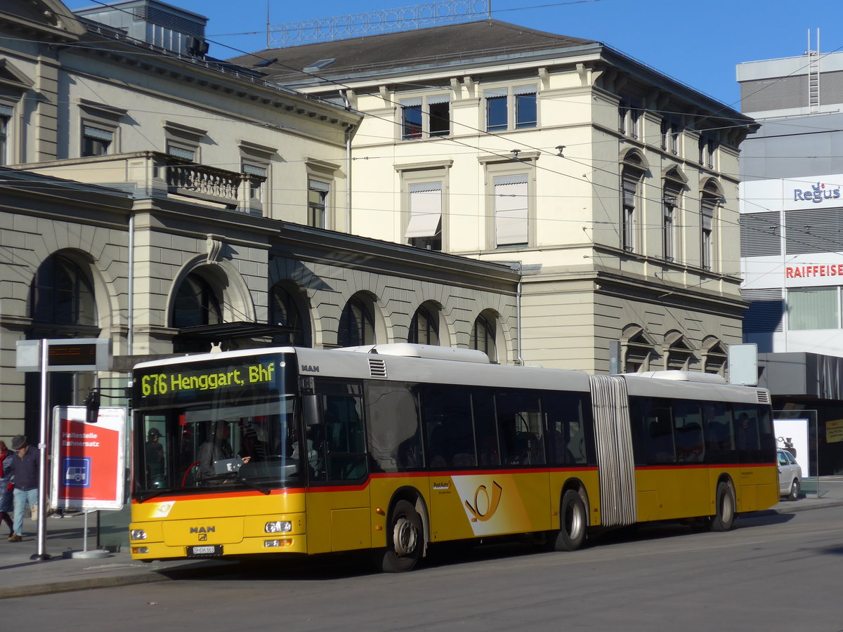 (176'785) - Moser, Flaach - Nr. 163/ZH 696'863 - MAN (ex Nr. 22; ex Nr. 4) am 28. November 2016 beim Hauptbahnhof Winterthur