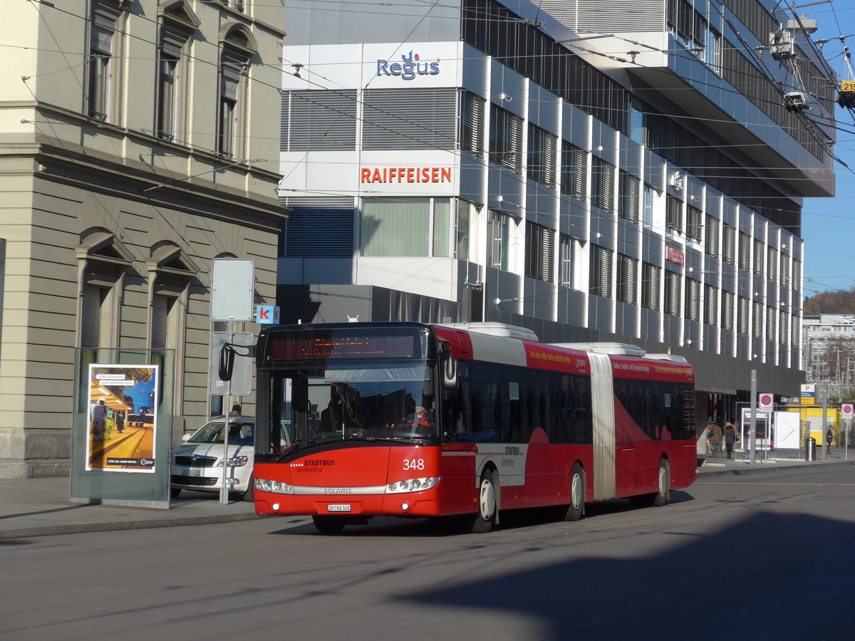 (176'787) - SW Winterthur - Nr. 348/ZH 766'348 - Solaris am 28. November 2016 beim Hauptbahnhof Winterthur