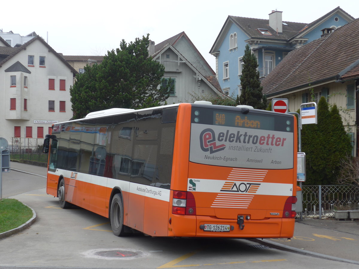 (177'028) - AOT Amriswil - Nr. 4/TG 126'214 - MAN am 7. Dezember 2016 beim Bahnhof Romanshorn