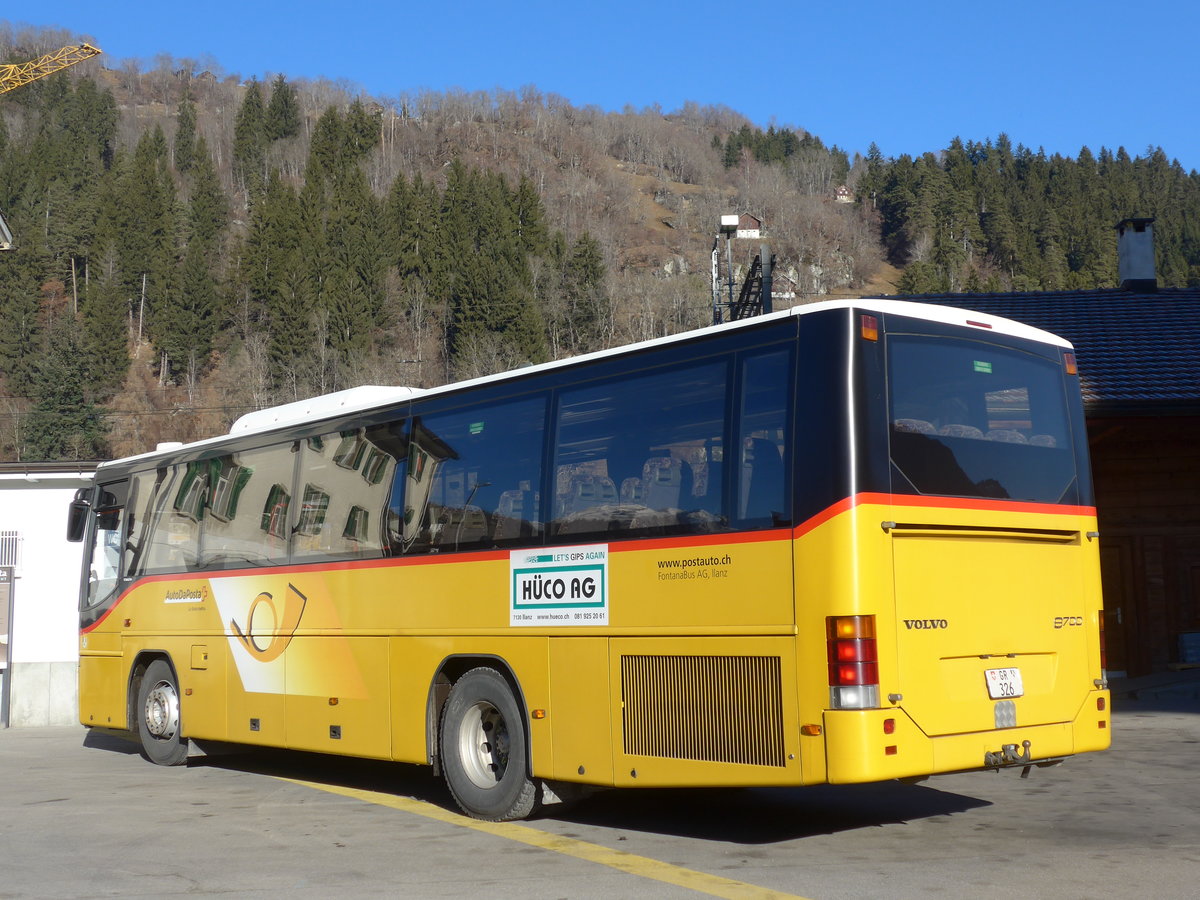 (177'105) - Fontana, Ilanz - Nr. 17/GR 326 - Volvo (ex Nr. 10; ex Nr. 1) am 10. Dezember 2016 beim Bahnhof Ilanz