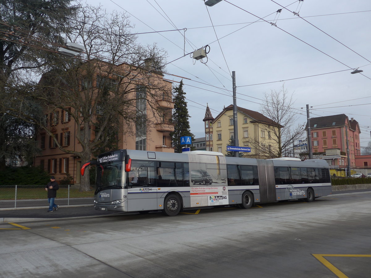 (177'175) - AAGR Rothenburg - Nr. 8/LU 15'047 - Solaris am 11. Dezember 2016 beim Bahnhof Emmenbrcke Sd