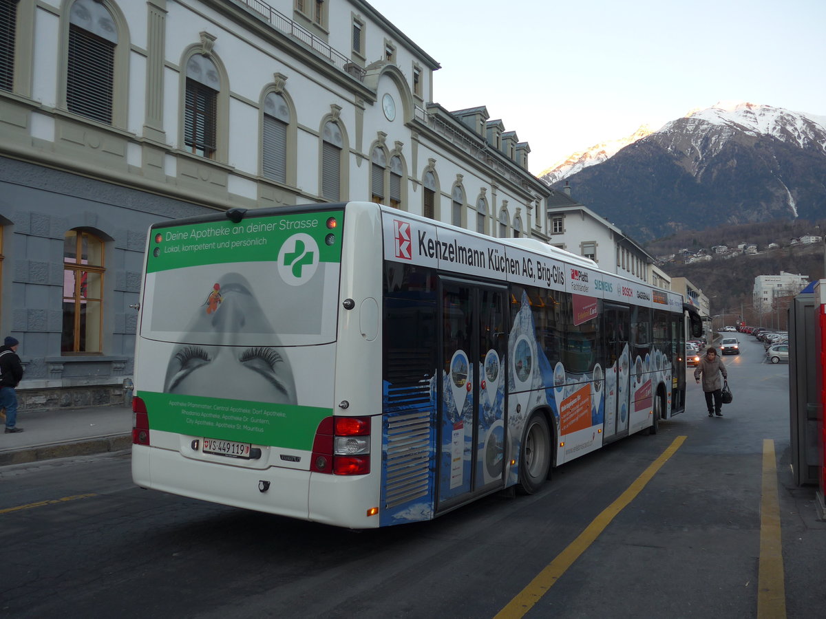 (177'550) - PostAuto Wallis - VS 449'119 - MAN am 1. Januar 2017 beim Bahnhof Brig