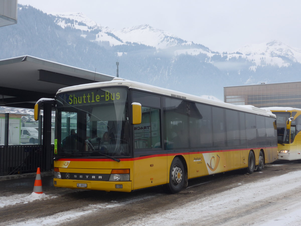 (177'923) - AVA Aarberg - Nr. 12/BE 88'931 - Setra (ex Nr. 11; ex Nr. 8) am 8. Januar 2017 beim Bahnhof Frutigen