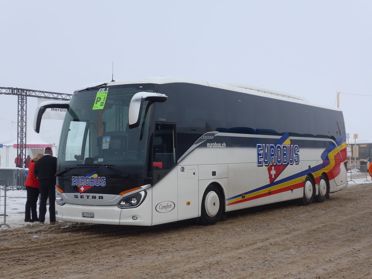 (177'973) - Eurobus, Bern - Nr. 1/BE 379'901 - Setra am 8. Janaur 2017 in Adelboden, Weltcup