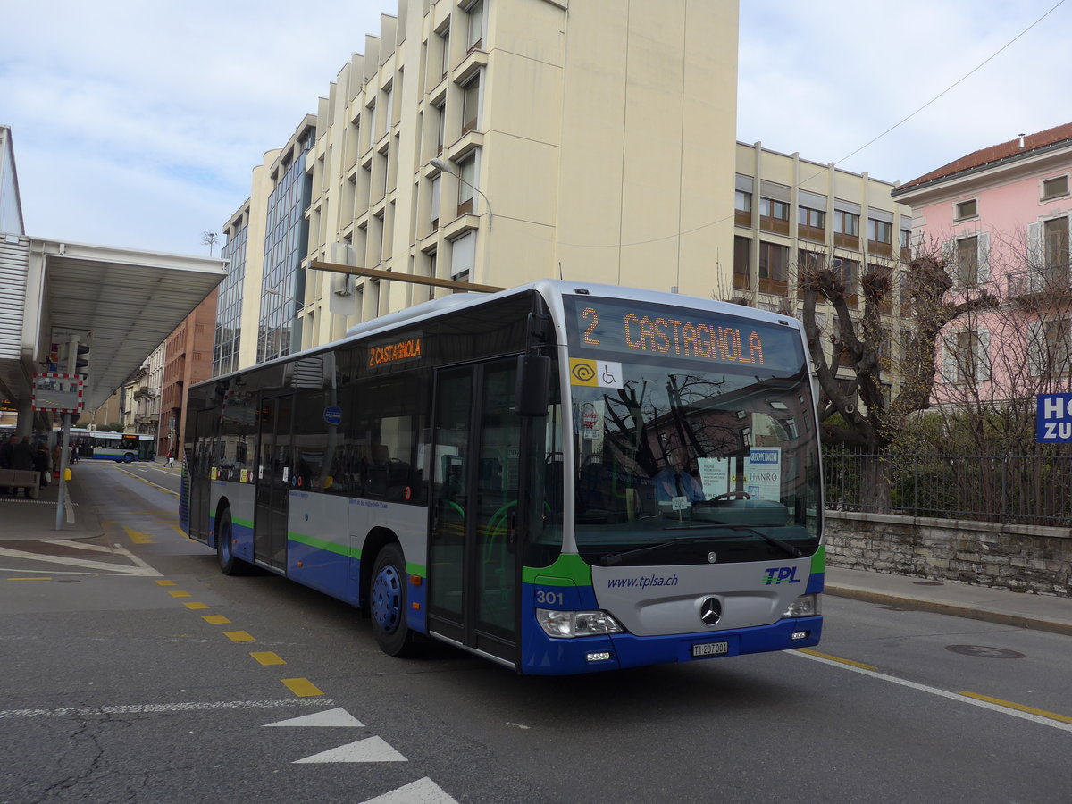 (178'281) - TPL Lugano - Nr. 301/TI 207'001 - Mercedes am 7. Februar 2017 in Lugano, Centro