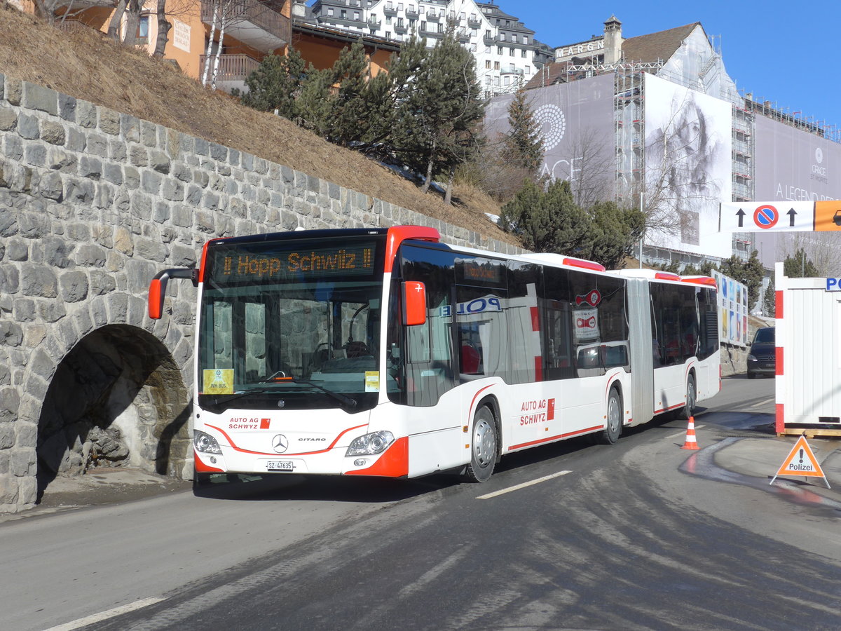 (178'613) - AAGS Schwyz - Nr. 35/SZ 47'635 - Mercedes am 18. Februar 2017 beim Bahnhof St. Moritz