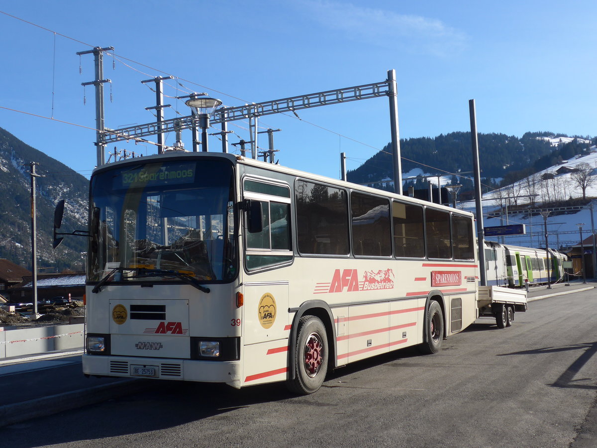 (178'672) - AFA Adelboden - Nr. 39/BE 25'753 - NAW/R&J (ex Nr. 18; ex Autopostale, Mendrisio Nr. 38; ex Piotti, Balerna Nr. 38; ex AAGI Interlaken Nr. 38; ex Schmocker, Beatenberg Nr. 3) am 19. Februar 2017 beim Bahnhof Zweisimmen