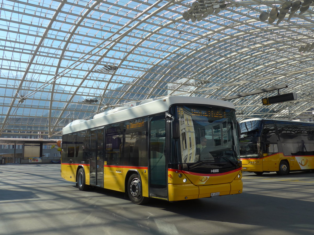 (179'547) - PostAuto Graubnden - GR 69'102 - Scania/Hess am 14. April 2017 in Chur, Postautostation