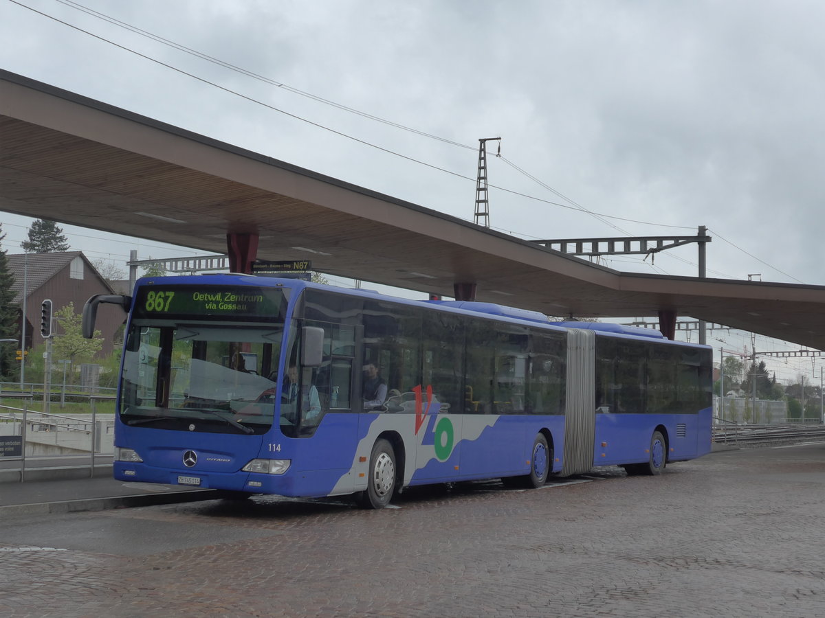 (179'616) - VZO Grningen - Nr. 114/ZH 745'114 - Mercedes am 16. April 2017 beim Bahnhof Wetzikon