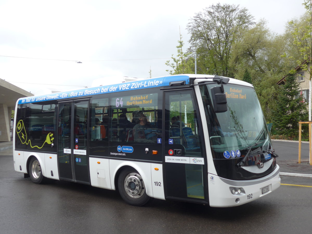 (179'737) - VBZ Zrich - Nr. 192/ZH 71'901 - SOR am 26. April 2017 beim Bahnhof Zrich-Oerlikon