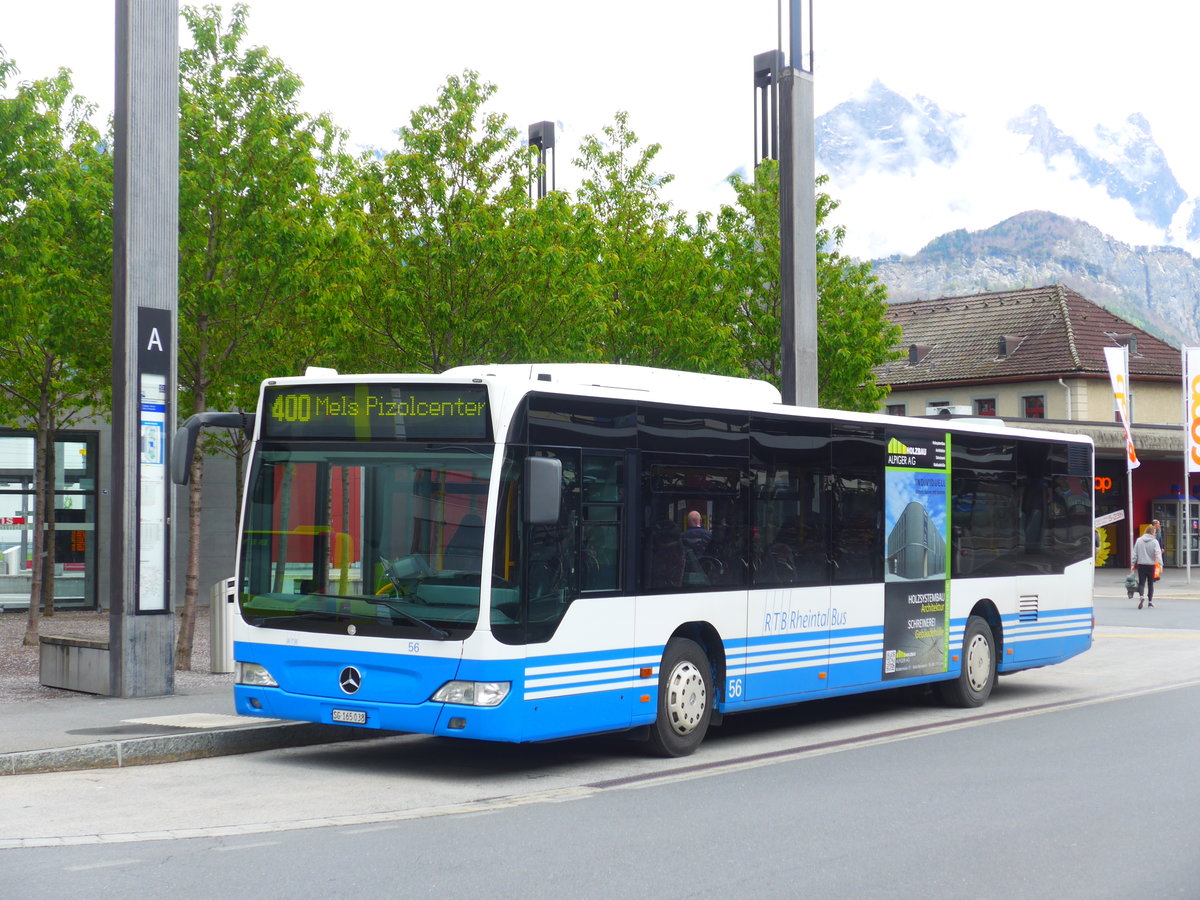 (180'014) - RTB Altsttten - Nr. 56/SG 165'038 - Mercedes am 4. Mai 2017 beim Bahnhof Sargans