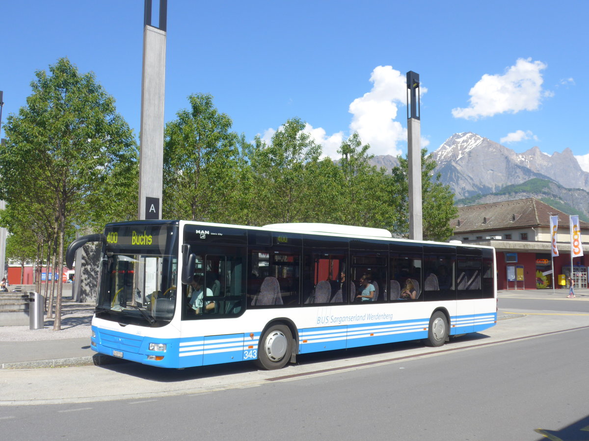 (180'390) - BSW Sargans - Nr. 343/SG 297'516 - MAN am 22. Mai 2017 beim Bahnhof Sargans