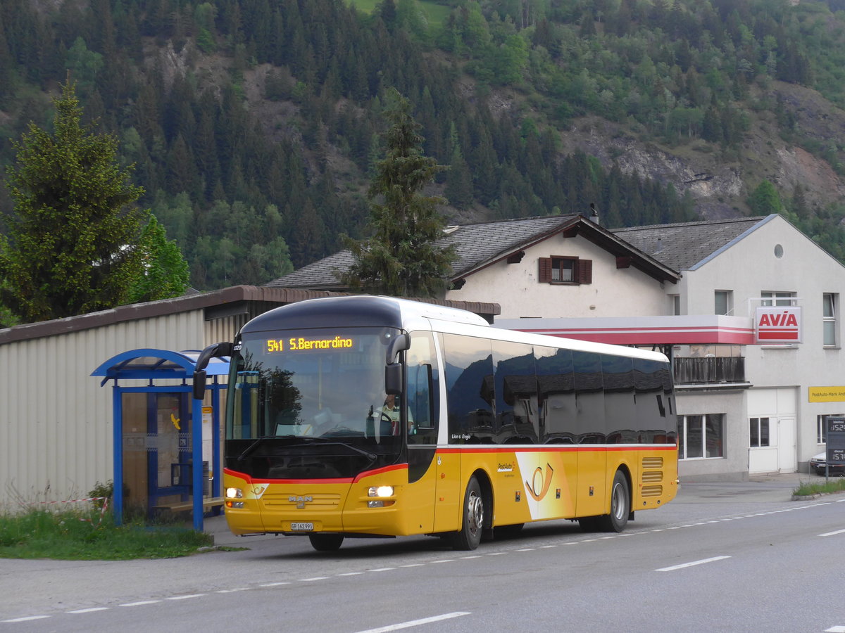 (180'463) - PostAuto Graubnden - GR 162'991 - MAN am 23. Mai 2017 in Andeer, Tgavugl