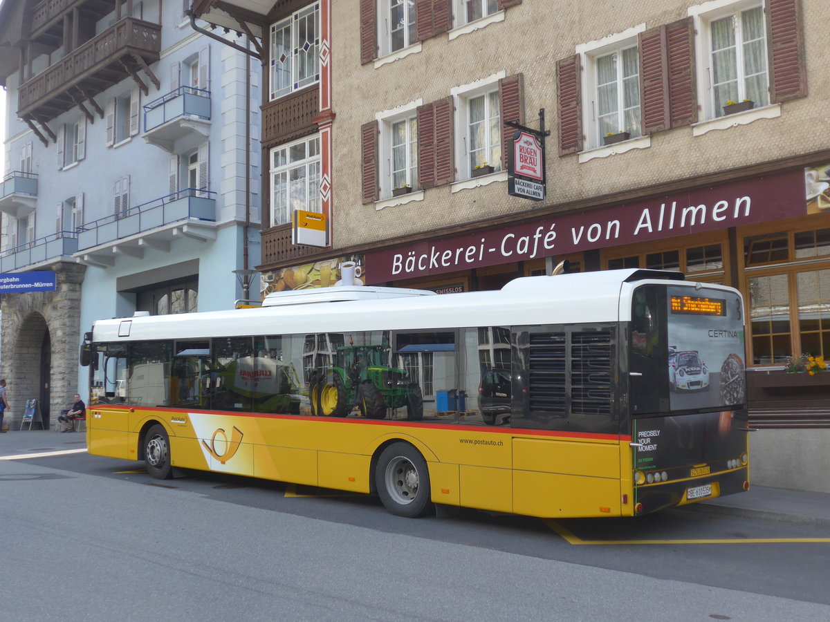 (180'753) - PostAuto Bern - BE 610'535 - Solaris am 24. Mai 2017 beim Bahnhof Lauterbrunnen