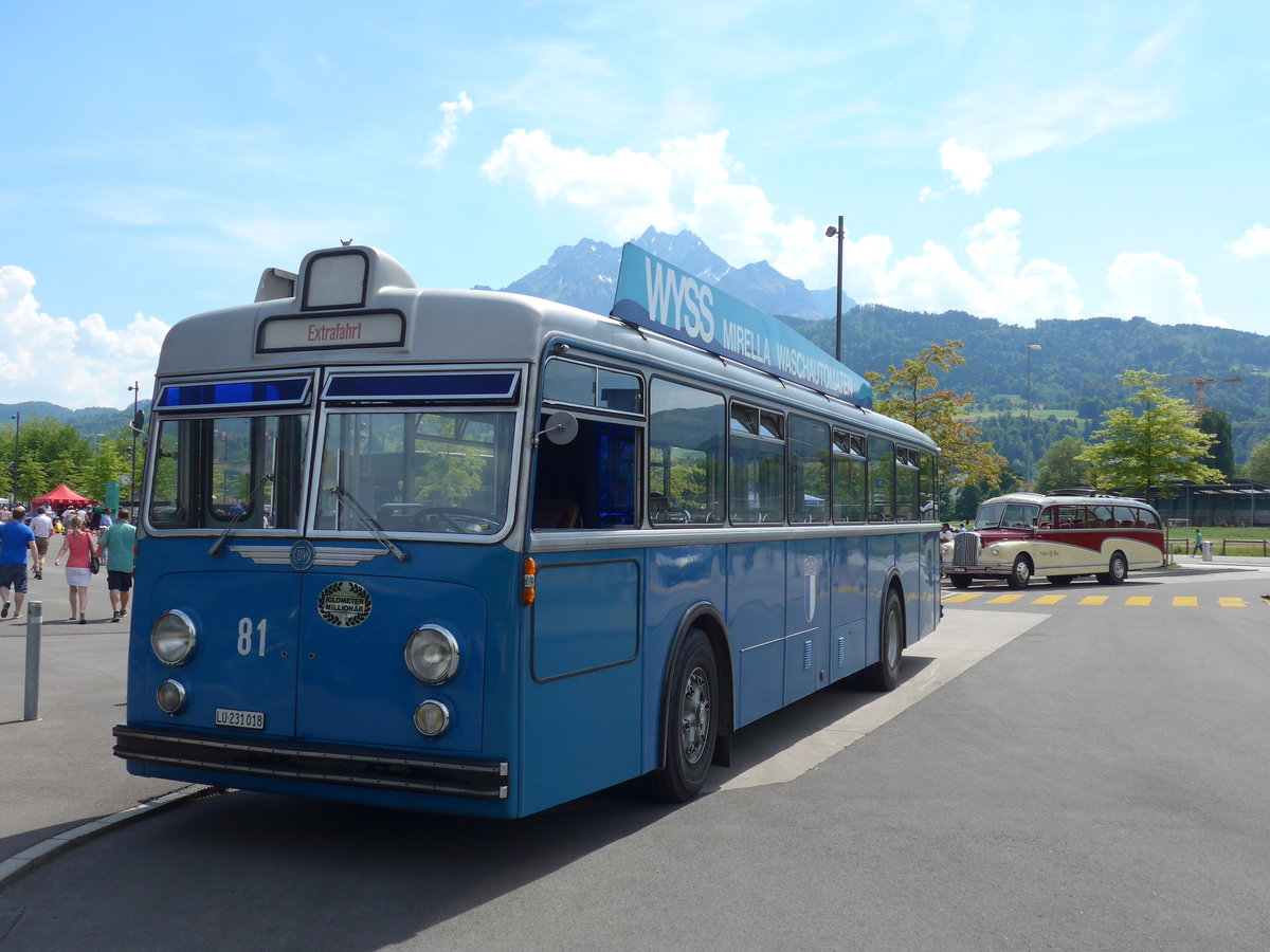 (180'898) - VBL Luzern (vbl-historic) - Nr. 81/LU 231'018 - FBW/Hess am 28. Mai 2017 in Luzern, Allmend