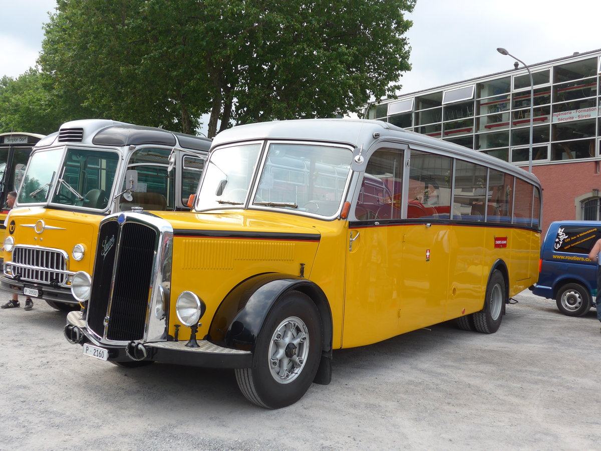 (181'255) - Riviera Carburant Lavage, St-Lgier -  P 2160  - Saurer/Saurer (ex Oldtimer Club Saurer, Arbon; ex AVG Grindelwald; ex P 23'106; ex P 2160) am 24. Juni 2017 in Aigle, Saurertreffen
