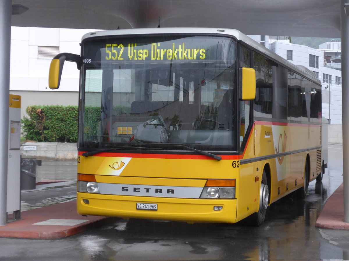 (181'877) - Zerzuben, Visp-Eyholz - Nr. 62/VS 241'969 - Setra (ex PostAuto Wallis) am 9. Juli 2017 beim Bahnhof Visp