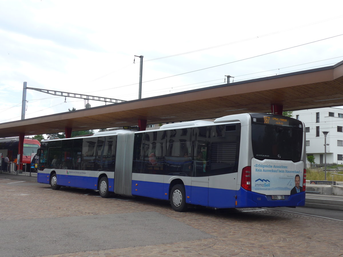 (181'953) - VZO Grningen - Nr. 132/ZH 903'132 - Mercedes am 10. Juli 2017 beim Bahnhof Wetzikon