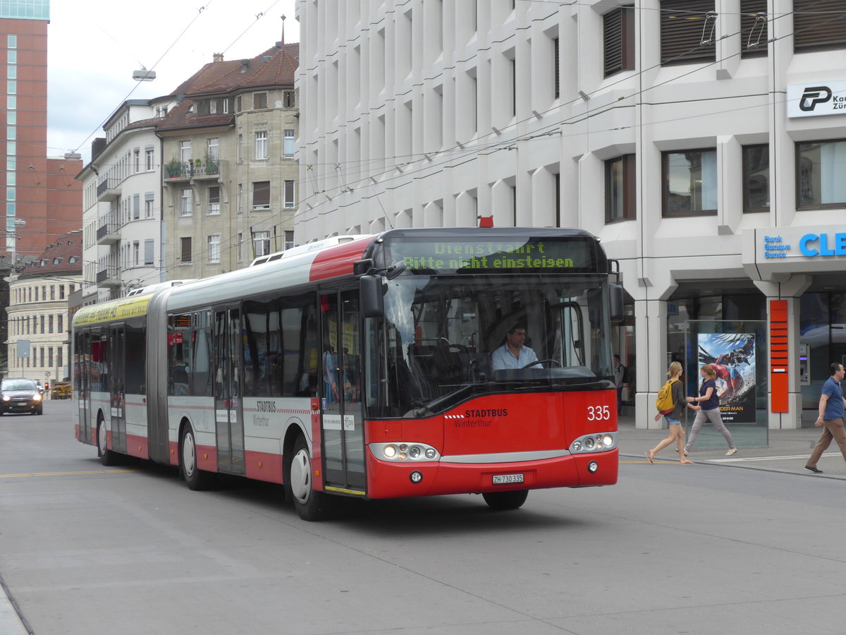 (182'030) - SW Winterthur - Nr. 335/ZH 730'335 - Solaris am 10. Juli 2017 beim Hauptbahnhof Winterthur