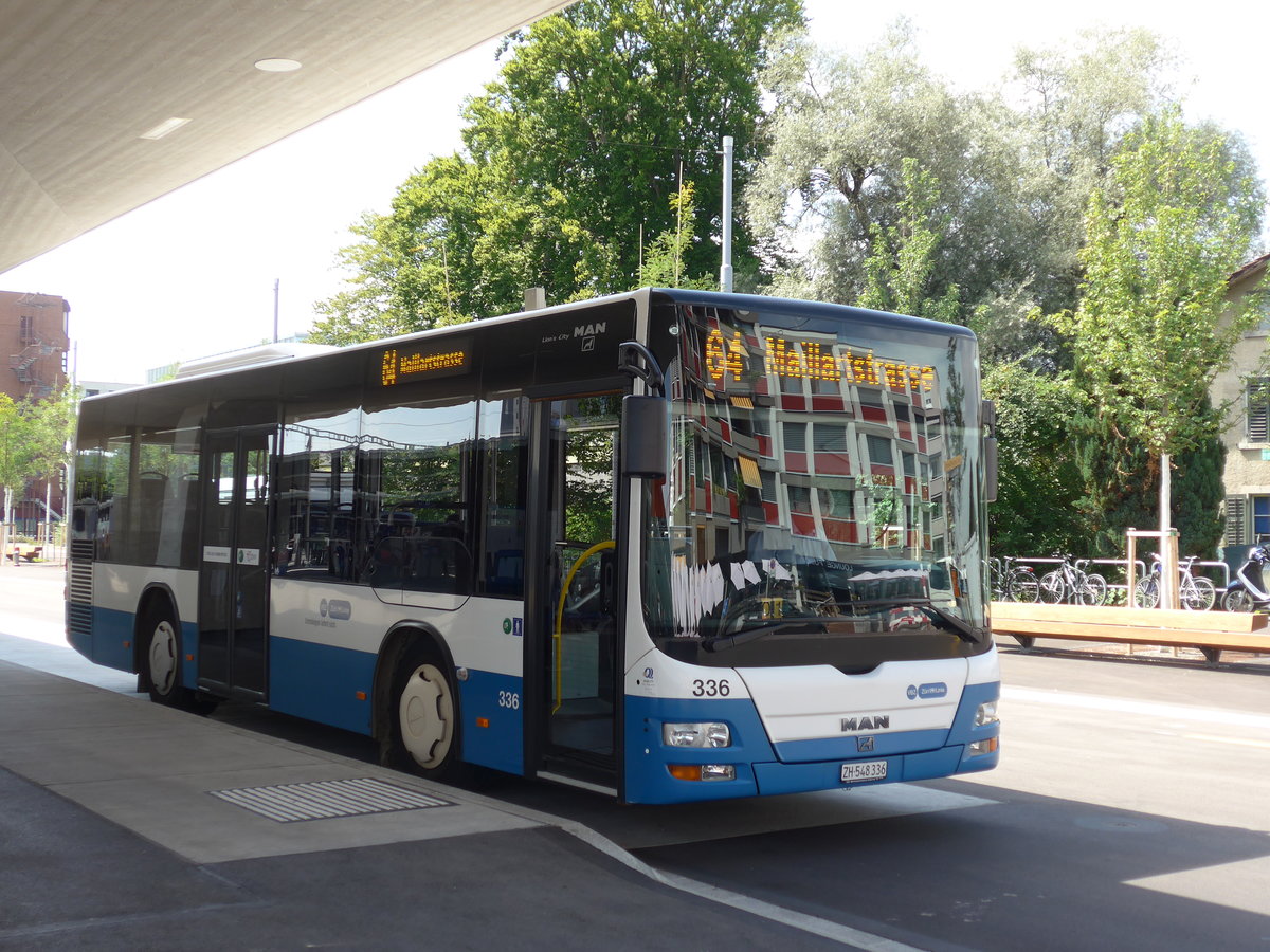 (182'643) - VBZ Zrich - Nr. 336/ZH 548'336 - MAN/Gppel am 3. August 2017 beim Bahnhof Zrich-Oerlikon