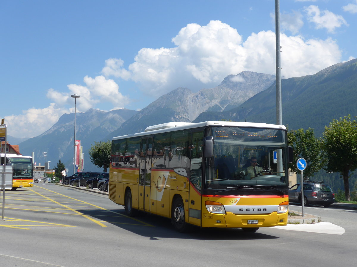 (182'763) - PostAuto Graubnden - GR 168'870 - Setra (ex Heim, Flums) am 5. August 2017 beim Bahnhof Scuol-Tarasp