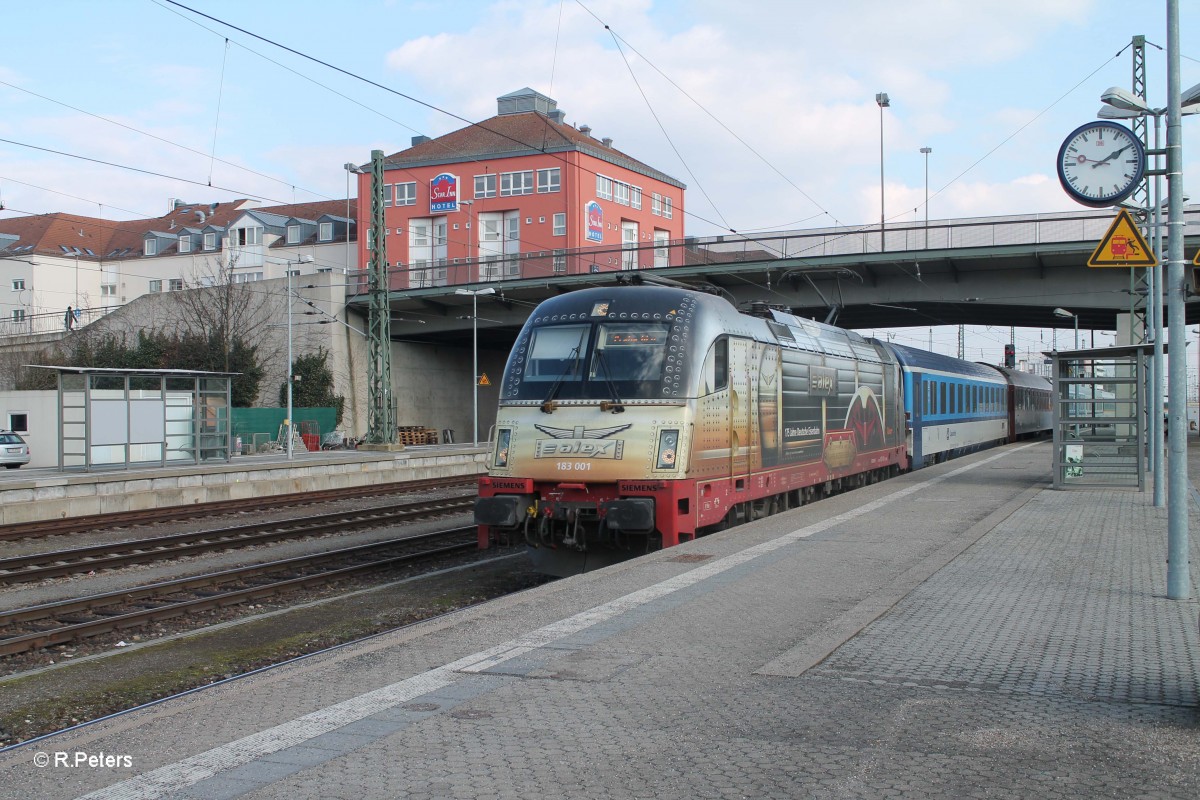 183 001 mit dem ALX 353 Albert Einstein München - Prag in Regensburg HBf. 20.02.14