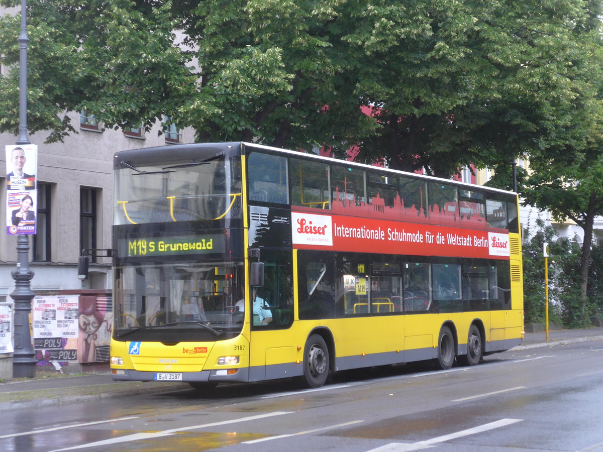 (183'496) - BVG Berlin - Nr. 3187/B-V 3187 - MAN am 12. August 2017 in Berlin, Mehringdamm