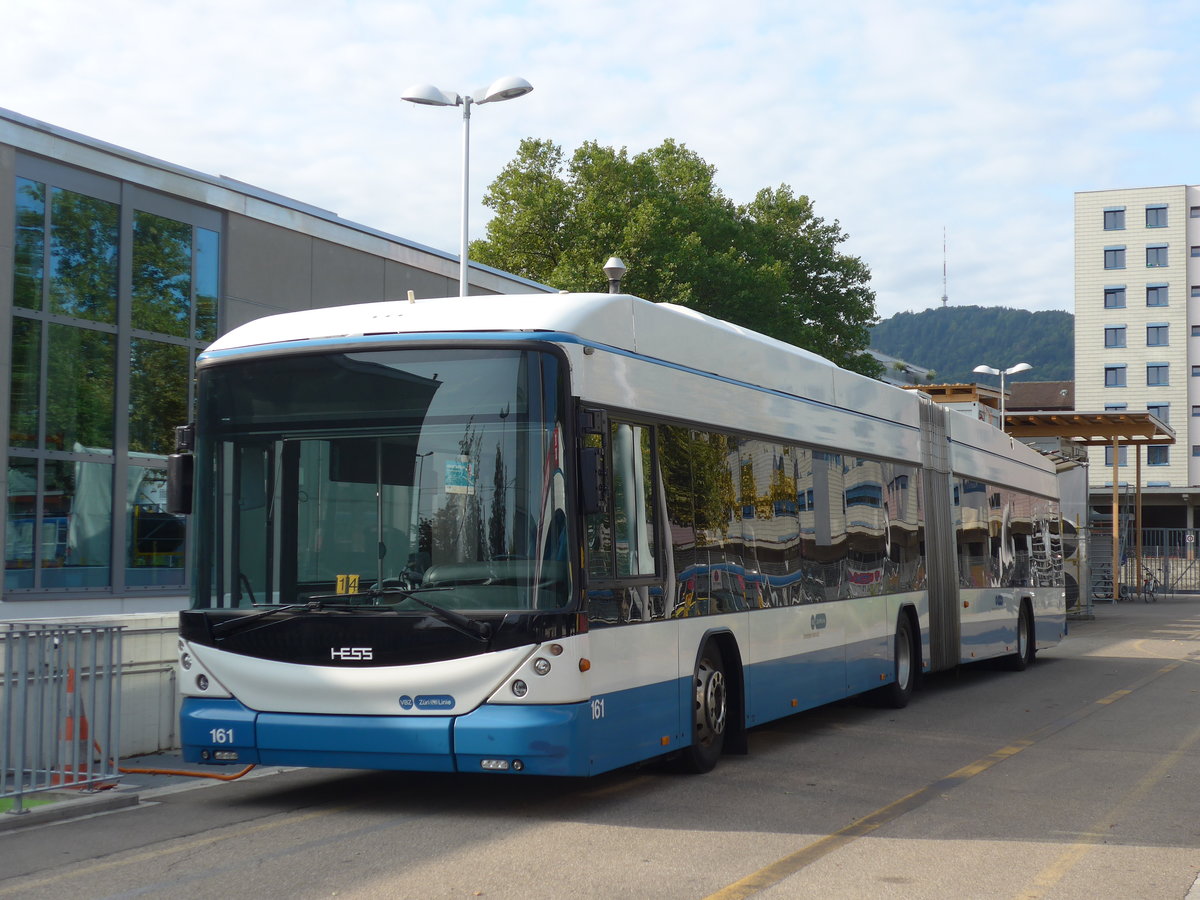 (183'660) - VBZ Zrich - Nr. 161 - Hess/Hess Gelenktrolleybus am 20. August 2017 in Zrich, Garage Hardau