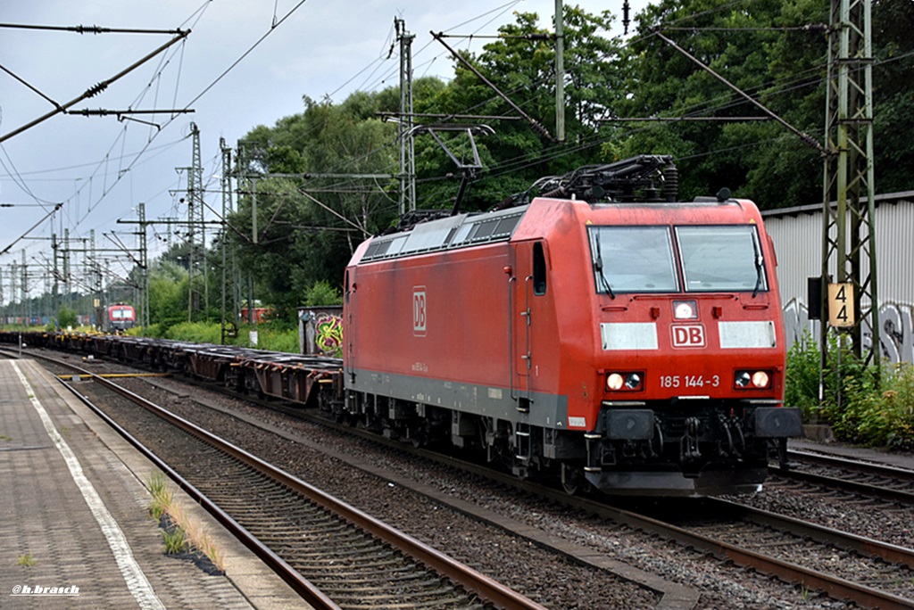 185 144-3 zog einen leeren containerzug durch hh-harburg,05.08.16