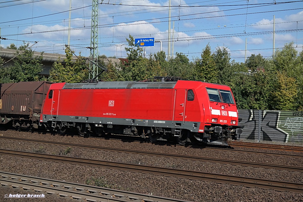 185 222-7 fuhr am 01.10.13 mit einen gemischten gterzug durch hh-harburg