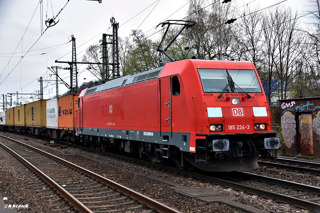 185 224-3 zog einen schachtelzug durch hh-harburg,01.04.17