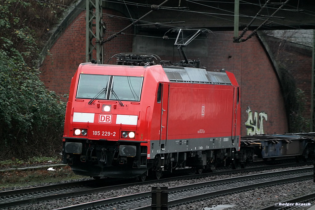 185 229-2 ist mit einen containerzug am 02.01.14 durch hh-harburg gefahren