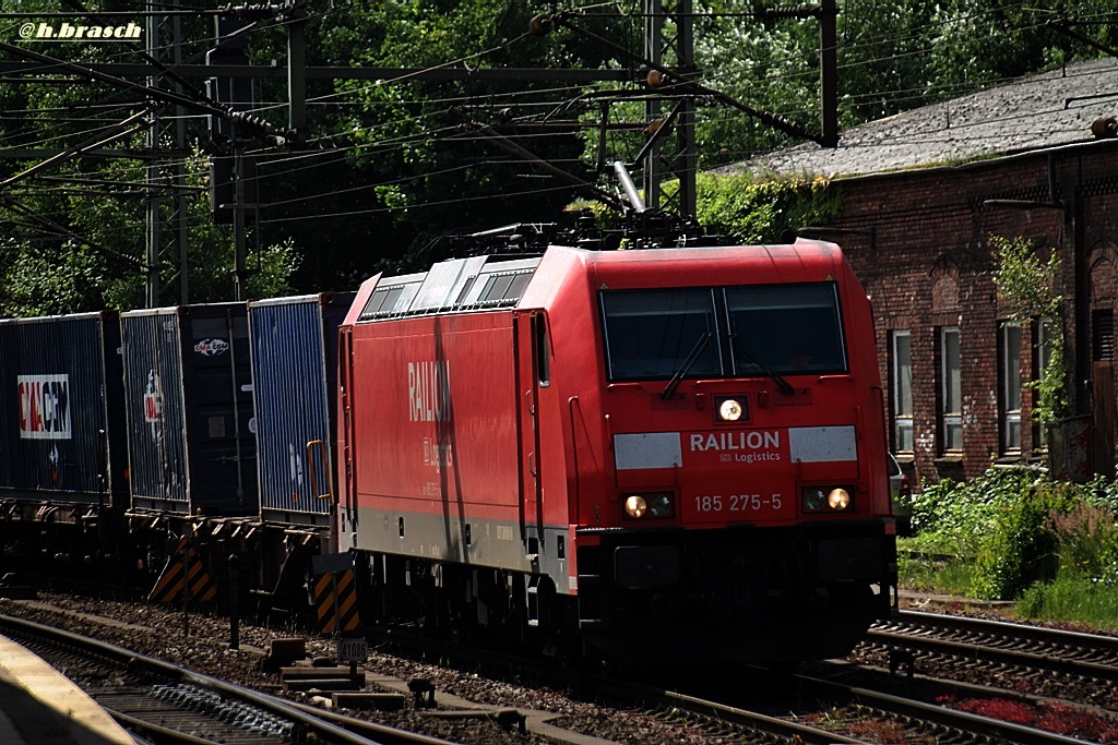 185 275-5 zog einen containerzug am 20.06.14 durch hh-harburg