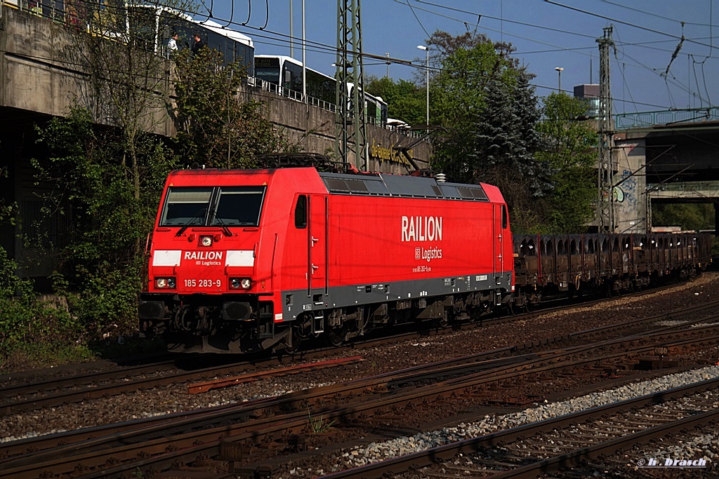 185 283-9 ist mit einen containerzug durch hh-harburg gefahren,datum 22.04.14