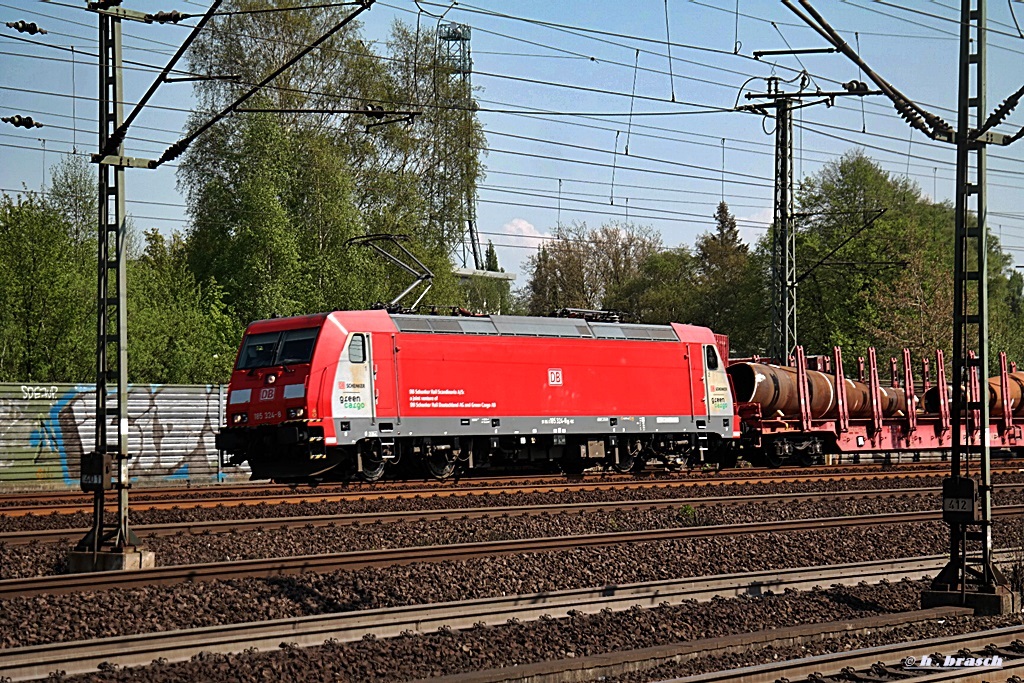 185 324-8 der GREEN CARGO fuhr mit einen güterzug durch hh-harburg,datum 24.07.14