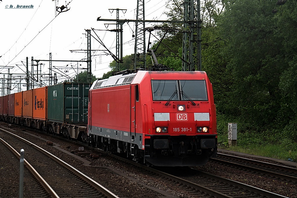 185 381-1 zog einen schachtelzug durch hh-harburg,datum 02.05.14