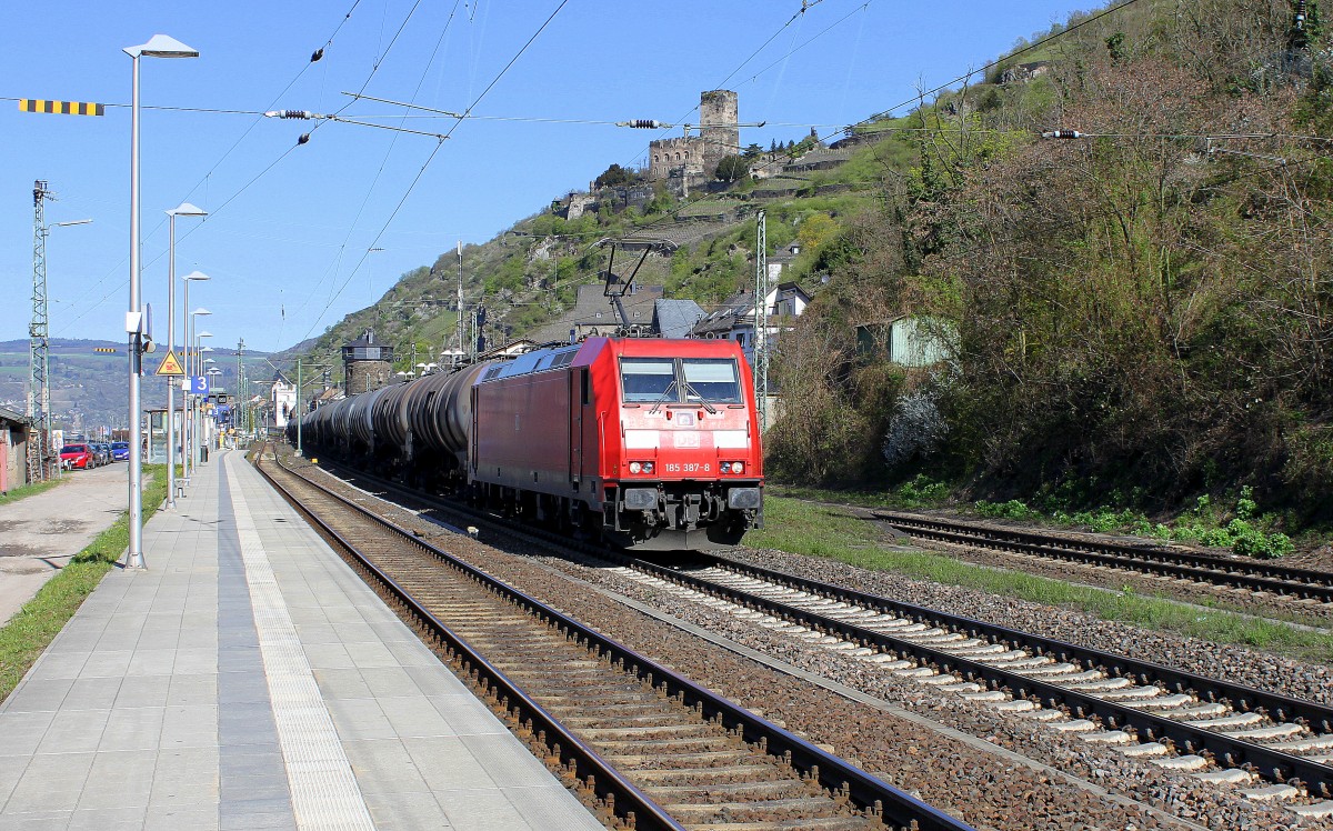 185 387 mit Güterzug in Kaub am 15.04.2015