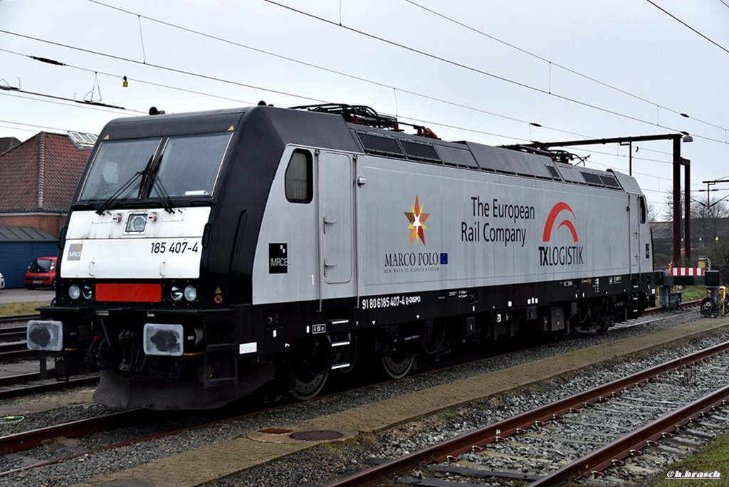 185 407-4 stand am 30.12.16,beim bahnhof padborg