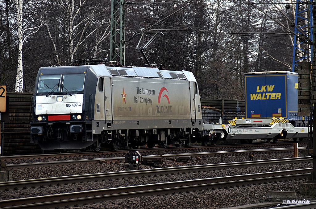 185 407-4 zog einen KLV durch hh-harburg,03.03.15