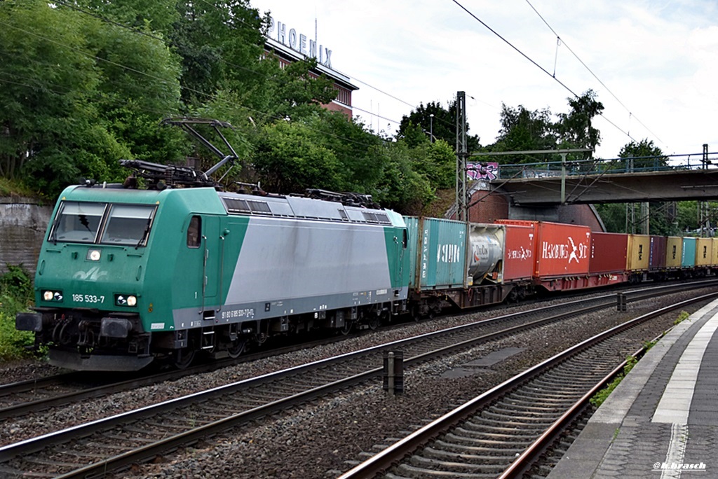 185 533-7 zog einen kastenzug durch hh-harburg,09.07.16