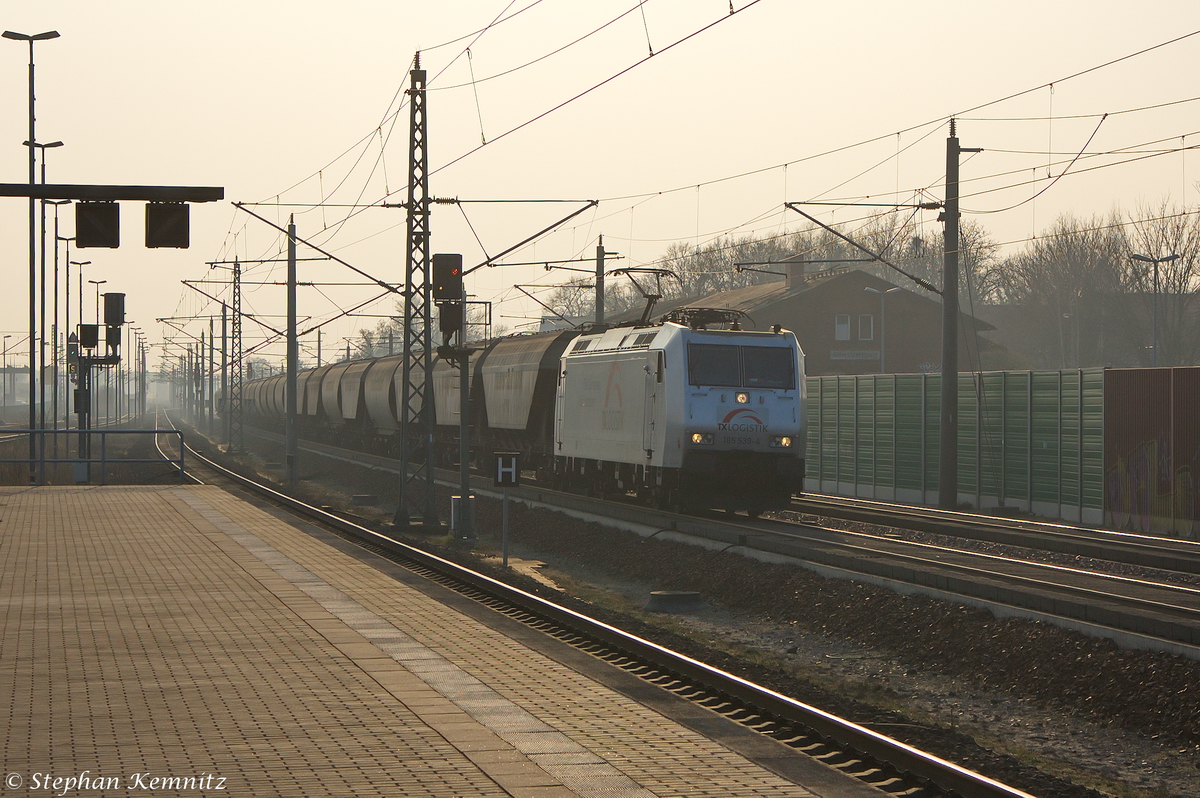 185 539-4 TXL - TX Logistik AG mit einem Müslibomber in Rathenow und fuhr in Richtung Wustermark weiter. 29.03.2014 