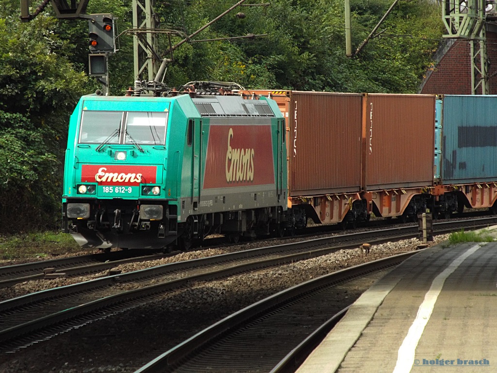 185 612-9 fuhr mit einen intermodal am 04.09.13 durch hh-harburg