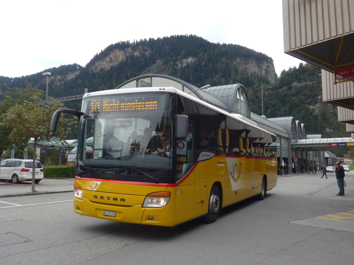 (185'052) - PostAuto Graubnden - GR 170'159 - Setra am 16. September 2017 in Thusis, Postautostation