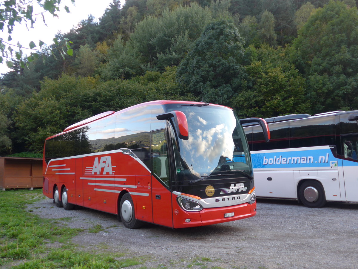 (185'439) - Aus der Schweiz: AFA Adelboden - Nr. 16/BE 21'181 - Setra am 27. September 2017 in La Massana, Carparkplatz