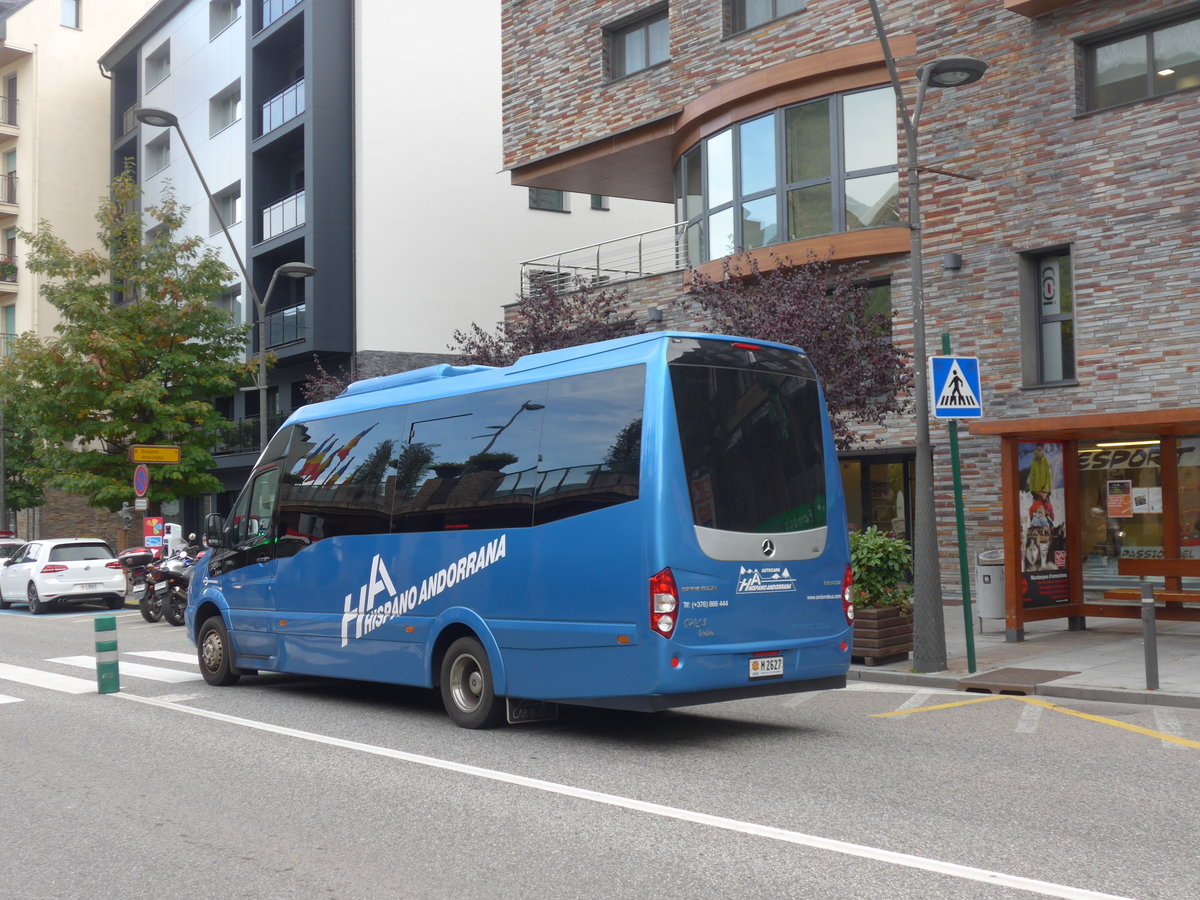 (185'577) - Hispano Andorrana, Andorra la Vella - M2627 - Mercedes am 28. September 2017 in La Massana, Les Entrades