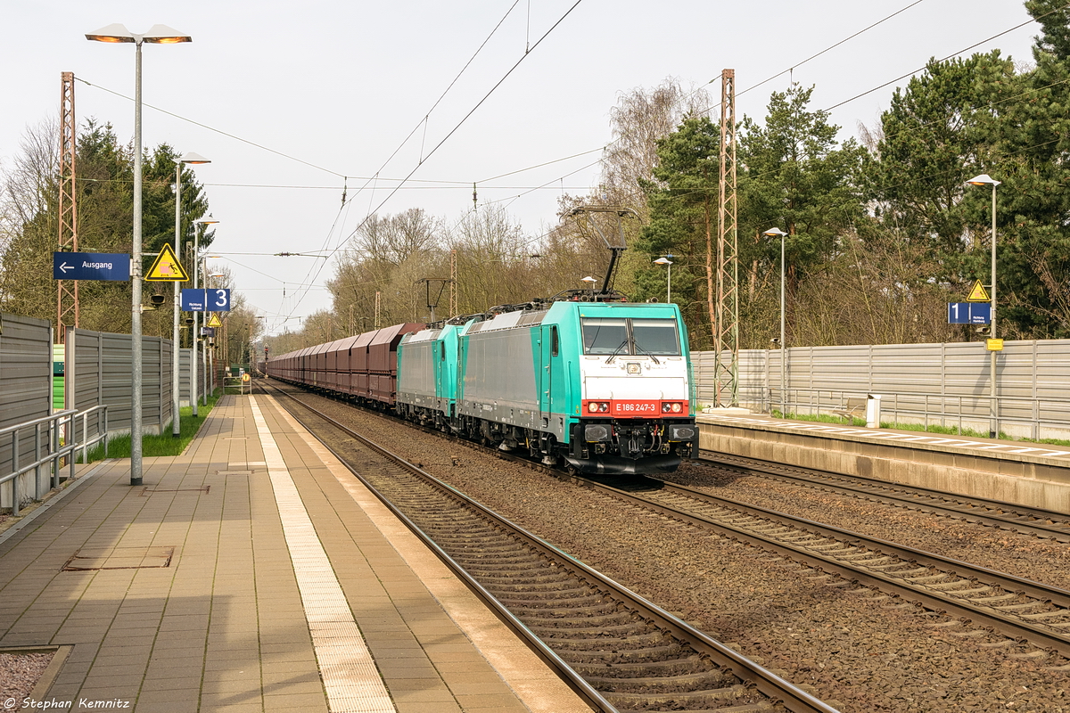 186 247-3 & 186 131-9 VPS - Verkehrsbetriebe Peine-Salzgitter GmbH mit einem Erzzug von Hamburg nach SZ-Beddingen in Bienenbüttel. 31.03.2017