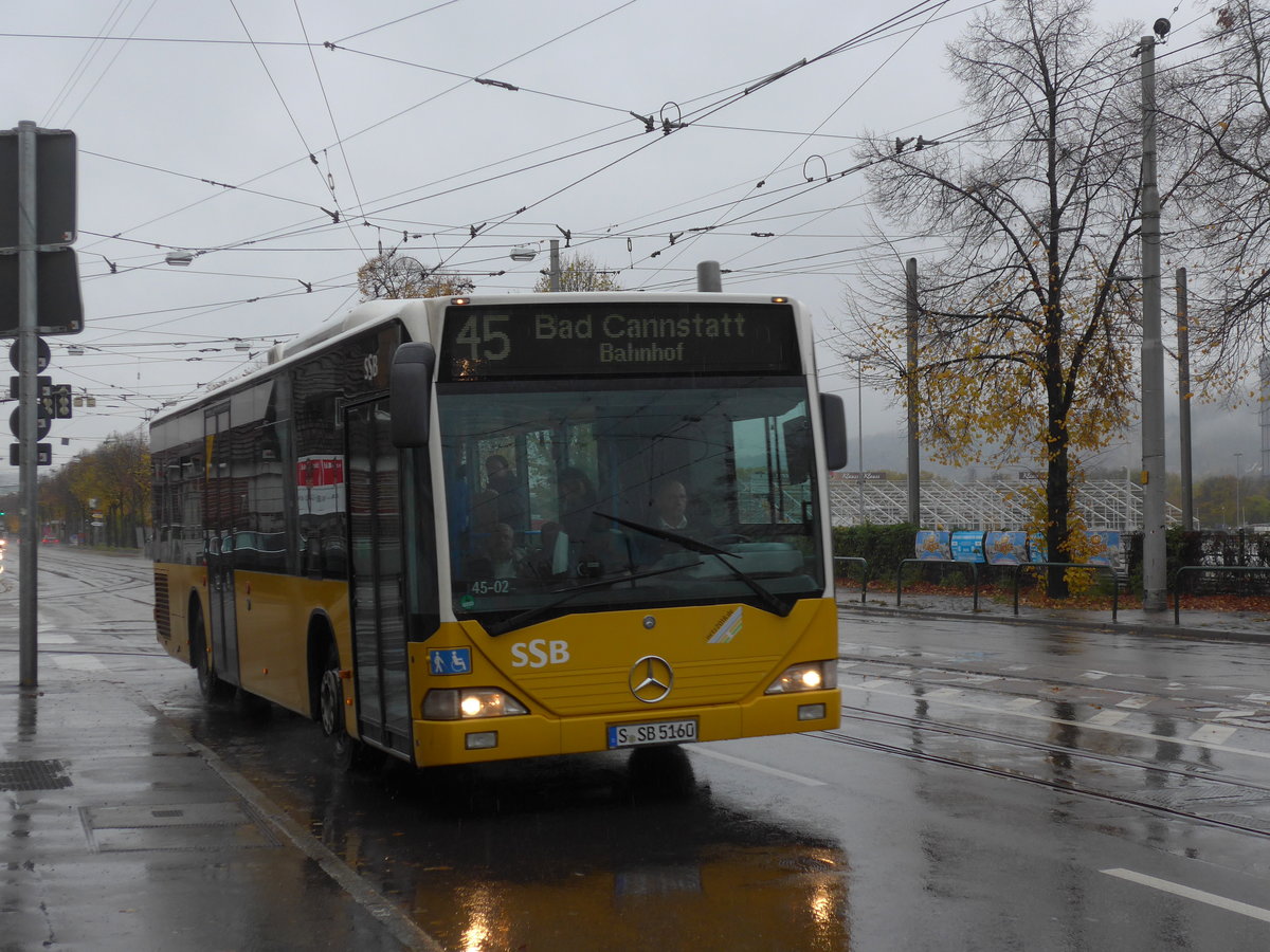 (186'299) - SSB Stuttgart - S-SB 5160 - Mercedes am 12. November 2017 in Stuttgart, Mercedesstrasse