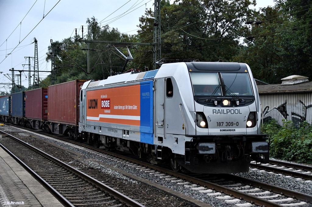 187 309-0 zog einen contatnerzug durch hh-harburg,17.08.19