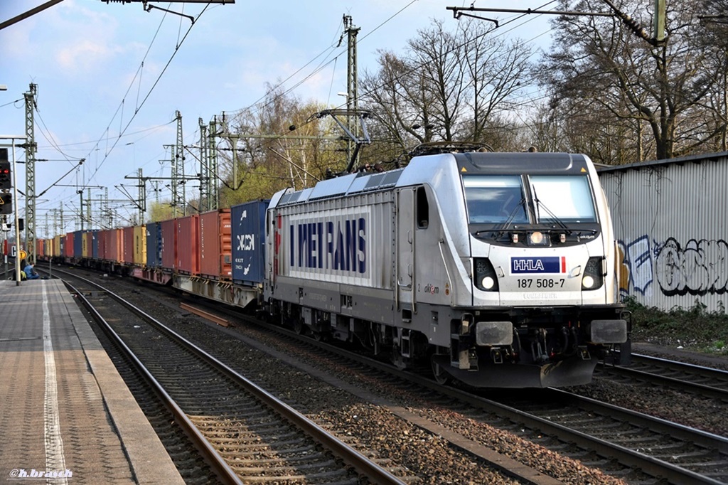 187 508-7 fuhr mit einen containerzug durch durch hh-harburg,30-03-19